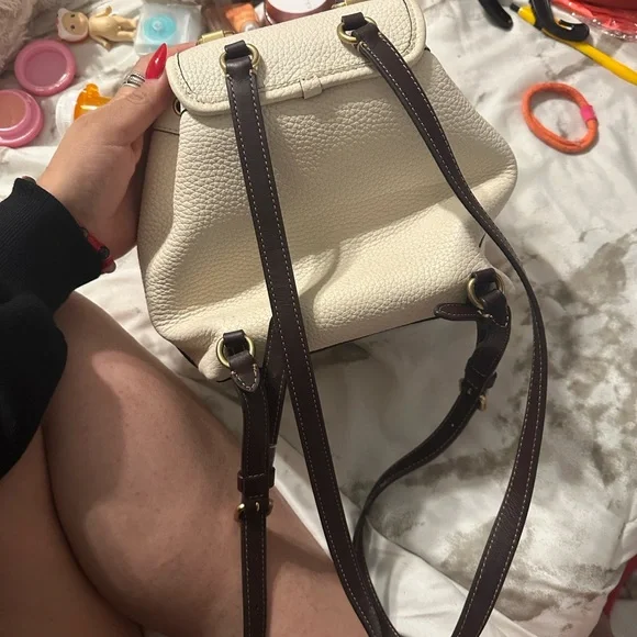 Coach Cream Leather Backpack and Crossbody Set